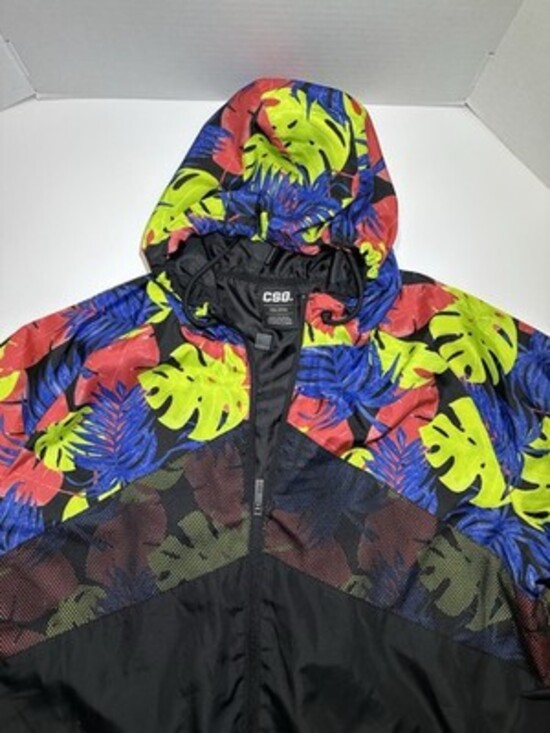 CSG Men Jacket Size 2XL Floral Wind Breaker Zip Front - Picture 2 of 8